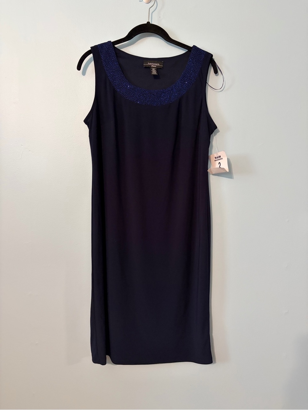R&M Richard’s Sleeveless Navy Glitter Scoop Neck Dress